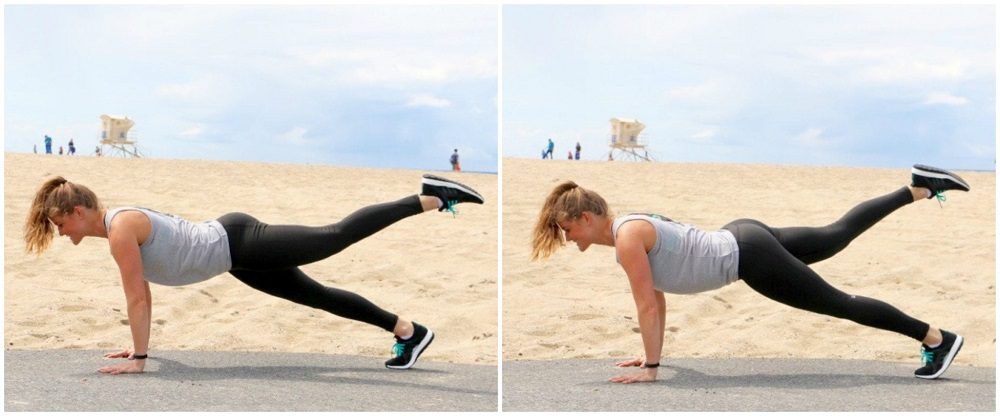 Plank con levantamiento alterno de piernas