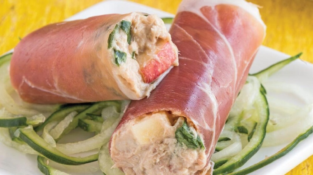 Rollito de jamón con atún